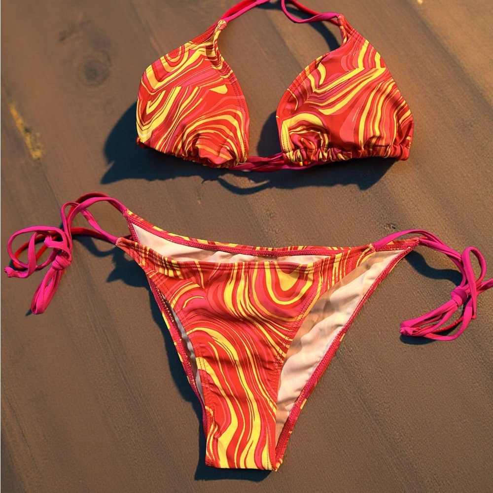 Vibrant Red and Orange and pink Women's Bikini